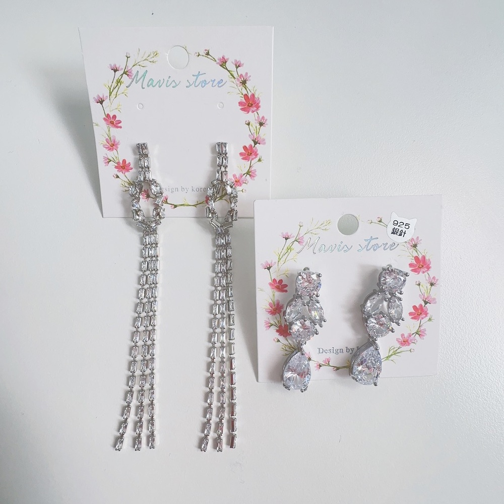Earrings Bundle - Rhinestone Water drop dangly earrings